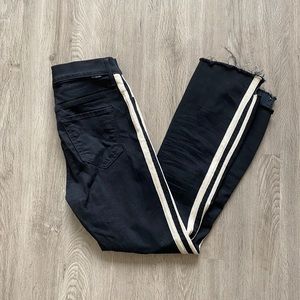 MOTHER
Insider Striped Crop Step-Hem Fray Jeans in Guilty Racer